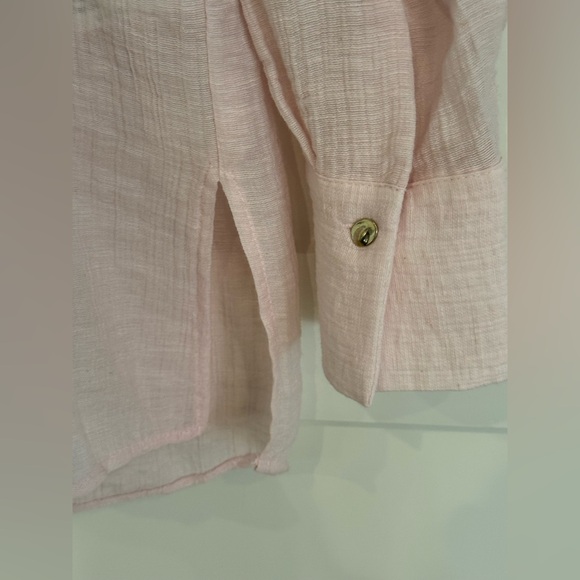 Zara Light Pink Button-Up Linen Blend Women's Top XS - Picture 5 of 10